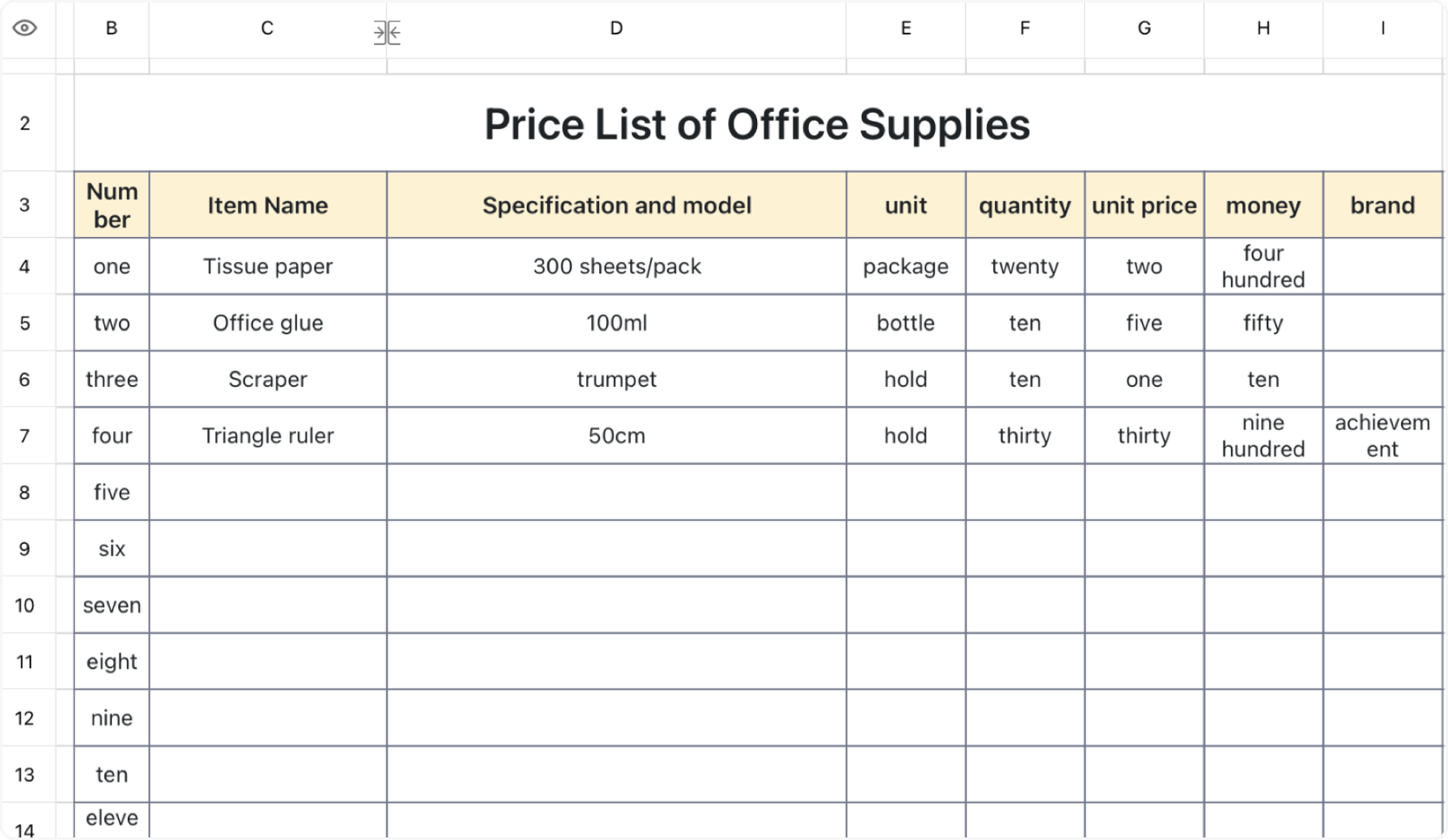 Office supplies price list 1